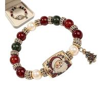 Christmas Beaded Bracelets Adjustable Holiday Festival Party Bangles