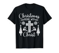 Christmas Begins with Christ Christmas Day Christian Religious T-Shirt Graphique avec Valeur