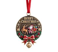 Christmas Bell Decoration Series, Xmas Keepsake Pendant, Christmas Bow Ornament Handcrafted Metal DIY Hanging Craft Collectables for Xmas Trees Home Party Party Gifts (A)
