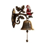 Christmas Bell Decorations, Farmhouse Holiday Welcome Bell for Entryway Porch, Iron Seasonal Indoor Outdoor Ornament for Home Kitchen Garden, Rustic Festive Sound Accent, 18x18cm