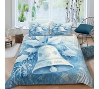 Christmas bell Housse de Couette Confortable Microfibre Hypoallergique 3 pièces Hiver festive style Linge de Lit avec 2 x Taies d'oreiller Super Douce for Garçons Filles Super king（260x220cm）