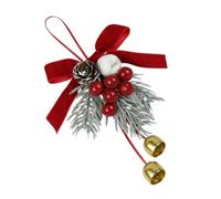 Christmas Bell Ornament, Metal Jingle Bell Hanging Decoration with Pine | Durable metal construction, features hanging lanyard for tree, fits for holiday decor B