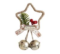 Christmas Bells Ornaments - Hangable Star Bell Wreath with Decorative Bow, Shiny Metal Holiday Hanging Decoration, Festive Pendant for Window Wall Door Handle Living Room Bedroom Or Garden Décor