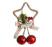 Christmas Bells Ornaments - Hangable Star Bell Wreath with Decorative Bow, Shiny Metal Holiday Hanging Decoration, Festive Pendant for Window Wall Door Handle Living Room Bedroom Or Garden Décor