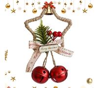 Christmas Bells Ornaments - Star Wreath with Bow, 2025 Small 5-Pointed Star Bell Pendentif, Small Christmas Wreath Decoration for Tree, Wall, Door Handle, Living Room, Bedroom, Dining Room, Dining
