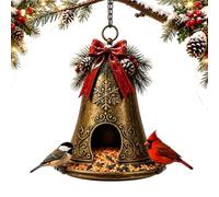 Christmas Bird Feeder Collection, Vintage Hanging Garden Feeder with Snowman,Lighthouse & Treehouse Design, Festive Holiday Seed Feeders for Wild Birds,Yard,Porch,Backyard