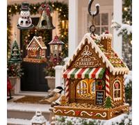 Christmas Bird Feeder Hanging Decorative Outdoor Garden Feeding Station | Festive Lantern-Style avec Perchoirs et Boucle Suspendue, Oiseaux Sauvages, Design Festif,Accent de Jardin,Usage Cour arrière