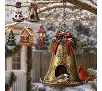 Christmas Bird Feeder Hanging Decorative Outdoor Garden Feeding Station | Festive Lantern-Style avec Perchoirs et Boucle Suspendue, Oiseaux Sauvages, Design Festif,Accent de Jardin,Usage Cour arrière