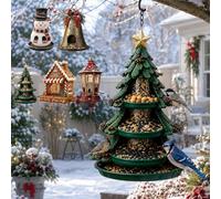 Christmas Bird Feeder Hanging Decorative Outdoor Garden Feeding Station | Festive Lantern-Style avec Perchoirs et Boucle Suspendue, Oiseaux Sauvages, Design Festif,Accent de Jardin,Usage Cour arrière