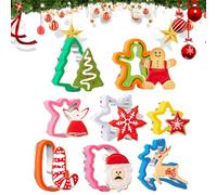 Christmas Biscuits Cutters Set - 16 Pieces Stainless Steel Molds, Ideal for Cookies and Pastries, Gingerbread Deer Santa Shapes, Safe Smooth Edges for All Ages, Christmas Baking Tools, Multicolor