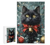 Christmas Black Cat with Bell Puzzle 1000 Pièces Educa Jouet en Bois Cadeau Unique Décoration Intérieure Jeu Éducatif Challenge Toy Adultes Et Enfants À Partir De 14 Ans 1000 PCS