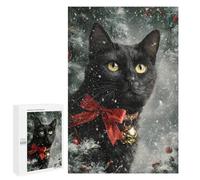 Christmas Black Cat with Bow Puzzle 1000 Pièces Educa Jouet en Bois Cadeau Unique Décoration Intérieure Jeu Éducatif Challenge Toy Adultes Et Enfants À Partir De 14 Ans 1000 PCS