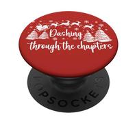 Christmas Book Lover Santa Dashing Through One More Chapter PopSockets PopGrip Adhésif