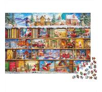 Christmas Bookshelf Scene Colourful Christmas Advent Calendar 1000 Pcs Adult Jigsaws Beautiful Decoration Puzzle Brain Development 70x50cm/1000pcs