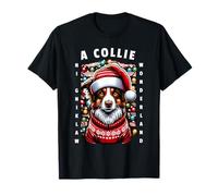Christmas Border Collie Pun Walking in A Collie Wonderland T-Shirt