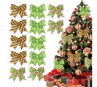 Christmas Bow, Holiday Bows Backyard, UV Resistant Decorative Ribbon, Large Festive Ornament Set, 12-Piece Christmas Decor for Wreath Tree Door Porch Indoors Outdoors Party 5.91x5.91 inches