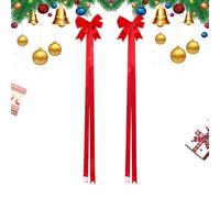 Christmas Bow - Polyester, 78.74x7.87in Red Bow Reusable And Elegant | Versatile Holiday Decoration, Christmas Cabinet Door Ribbon Bows For Doors, Entryways, Walls, Fences And Tabletop Displays
