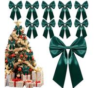 Christmas Bows 10-Pack - Decorative Tree Ornaments | Polyester Ribbon | 7.87 Inch Size, 10-Piece Set, Lightweight Polyester, for Wreaths, Christmas Trees, Stair Railings & Wedding Decor
