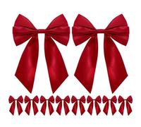 Christmas Bows 10-Pack - Decorative Tree Ornaments | Polyester Ribbon | 7.87 Inch Size, 10-Piece Set, Lightweight Polyester, for Wreaths, Christmas Trees, Stair Railings & Wedding Decor