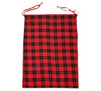 Christmas Buffalo Plaid Bag Reusable Drawstring Gift Sack | Premium Polyester Cotton, Secure Drawstring Seal, Holiday Decor, Party Favor, Home Storage Red