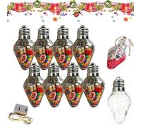 Christmas Bulb Gift Jar,Large Clear Fillable Light Bulb Ornaments with Screw-Off Lid,Reusable Jumbo Plastic Hanging Candy Containers for DIY Crafts,Xmas Tree Decor,Cards & Party Favors (8)