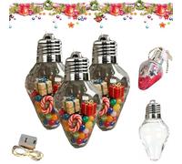 Christmas Bulb Gift Jar,Large Clear Fillable Light Bulb Ornaments with Screw-Off Lid,Reusable Jumbo Plastic Hanging Candy Containers for DIY Crafts,Xmas Tree Decor,Cards & Party Favors (3)
