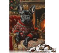 Christmas Bulldog in Sweater by Fireplace French Bulldog in Sweater Puzzles 1000 Pièces Cadeau Unique Jeu Éducatif Défi Jouet À De Qualité Supérieure Peinture Art pour Adultes Et Enfants À Partir De