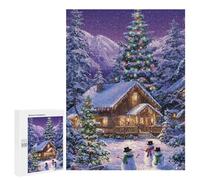 Christmas Cabin in Snowy Forest Puzzle 1000 Pièces Educa Jouet en Bois Cadeau Unique Décoration Intérieure Jeu Éducatif Challenge Toy Adultes Et Enfants À Partir De 14 Ans 500 PCS
