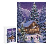 Christmas Cabin in Snowy Forest Puzzle 1000 Pièces Educa Jouet en Bois Cadeau Unique Décoration Intérieure Jeu Éducatif Challenge Toy Adultes Et Enfants À Partir De 14 Ans 300 PCS