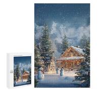 Christmas Cabin in Snowy Mountains Puzzle 1000 Pièces Educa Jouet en Bois Cadeau Unique Décoration Intérieure Jeu Éducatif Challenge Toy Adultes Et Enfants À Partir De 14 Ans 1000 PCS