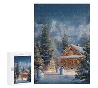 Christmas Cabin in Snowy Mountains Puzzle 300 Pièces Educa Jouet en Bois Cadeau Unique Décoration Intérieure Jeu Éducatif Challenge Toy Adultes Et Enfants À Partir De 14 Ans 300 PCS