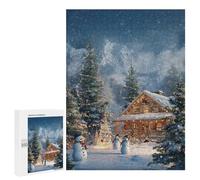 Christmas Cabin in Snowy Mountains Puzzle 500 Pièces Educa Jouet en Bois Cadeau Unique Décoration Intérieure Jeu Éducatif Challenge Toy Adultes Et Enfants À Partir De 14 Ans 500 PCS
