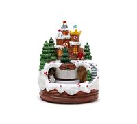 Christmas Cabin Music Box pour Hommes Femmes Kids Birthday Train Rotation Train Resin Music Boîte avec Centres De Table LED Light Party Decorations