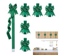 Christmas Cabinet Bows - Holiday Ribbon Decor Tree Wreath Front Door Window Wall Kitchen | 6 Pieces Red Green Large Ribbon Bows with Wire Tie, Festive Decoration for Indoor Outdoor Home Farmhouse
