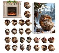 Christmas Calendar Advent - 2D Flat Acrylic Animal Ornaments, 2D Acrylic Animal Pendants, Interactive Countdown Calendar for Living Room Bedroom Kitchen Entryway, Holiday Decor, 10.24x7.09x1.18 Inch
