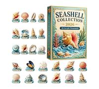 Christmas Calendar Advent, Mini Seashell Countdown Ornament Set With 2D | Daily Countdown High Frequency Seashell Figures Charming Acrylic Decoration Easy Display Seasonal Celebration