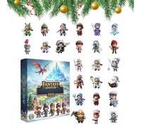 Christmas Calendar Advents, 2D Acrylic Character Ornament Set, 24 Piece Adventure Figure Collection, Christmas Countdown Advents for Students, Home, Parties 10.24x7.09x1.18 Inches