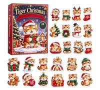 Christmas Calendar Countdown, 2D Acrylic Tiger Ornament,Animal Figure Decor | Double-Sided Gloss Acrylic, Flat Printed Silhouette, for Adults Kids Window Wall Mantel Table Tree Home Office Holiday Decor