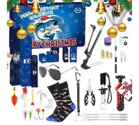 Christmas Calendar - Fishing - 27.5cm Countdown Cale.ndar with 24 Surprises Baits Hooks Socks Scissors Fishing Accessories for Men Women Fathers Freshwater Adventure Lakes Gift