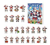 Christmas Calendars - Cow Figures for Holiday | Cute Cartoon Ornament Toy with Festive Style, Seasonal Charm & Creative Display Features for Kids, Classroom and Offices 10.24x7.09x1.18in