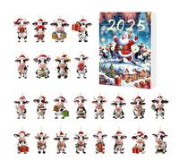 Christmas Calendars - Cow Figures for Holiday | Cute Cartoon Ornament Toy with Festive Style, Seasonal Charm & Creative Display Features for Kids, Classroom and Offices 10.24x7.09x1.18in