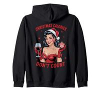 Christmas Calories Don't Count Women Drinking Wine Girl Xmas Sweat à Capuche
