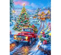 Christmas Camion dans la forêt enneigée 300 Pièces Puzzle pour Ado en Carton Anti-Déchirure Facile Débutant Jeu De Société Soirée Entre Amis Cadeau Anniversaire Petit Prix 300 PCS