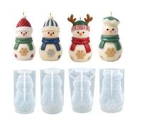Christmas Candle Molds 4 Piece Silicone 3D Reusable Snowman Mould | Resin Craft Molds Home Decor for Plaster Holiday Party Table Decoration Ceramic Work