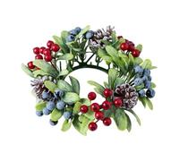 Christmas Candle Rings - Holiday Centerpieces for Dinner Table | Artificial Greenery with Festive Charm & Decorative Accents for Kitchen, Cabinet and Party Styling 7.87x2.36in