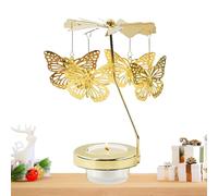 Christmas Candle Spinner | Gold Metal Rotary Holder with Angel Figures No Batteries Needed, Heat-Powered Motion for Holiday Tabletop, Mantel Decor