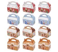 Christmas Candy Boxes, 12 Pieces Cartoon Cardboard, Empty Holiday Candy Box for Chocolate, Toys, Jelly, Preschool, Classroom, Gathering, Home, Community, and School Celebrations