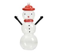 Christmas Candy Jar, Festive Snowman Container, Decorative Glass Treat Holder, With Lid Closure, Tabletop Display Jar for Banquet, Bedroom, Wedding Setup, Holiday, Party, Organizer, Seasonal Piece