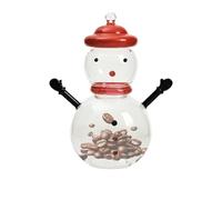 Christmas Candy Jar, Glass Container, 9.25x3.54 inches, Snowman Treat Holder, Decorative Canister, Lidded Dessert Organizer, Table Centerpiece Decor for Party Studies Wedding Tabletop Displays