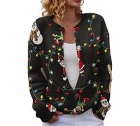 Christmas Cardigan Sweaters for Women 2025 - Funny Open Front Button Down Knit Coat with Long Sleeves for Festive Winter Wear